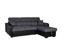 Happy Garden Canapé d'angle convertible Warren 3 places gris chiné et noir