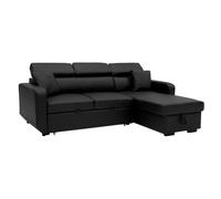 Canapé d'angle convertible warren 3 places simili noir
