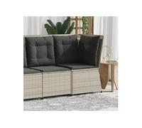 vidaXL Canapé d'angle de jardin Poly rotin avec coussins gris clair
