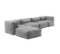 Canapé d'angle de jardin modulable 5 places gris Mixi, Oviala