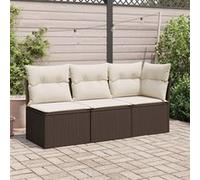 vidaXL Canapé d'angle de jardin avec coussins Marron Poly Rattan