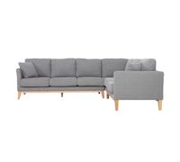 Canapé d'angle scandinave 5-6 places en tissu gris clair déhoussable OSLO - MILIBOO