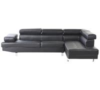 Canapé d'Angle Design en Cuir PU Noir avec Appuis-têtes Réglables pour Salon Moderne Beliani