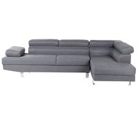 Canapé d'Angle Design en Tissu Gris avec Appuis-têtes Réglables pour Salon Moderne Beliani