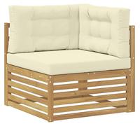 Canapé d'angle d'extérieur vidaXL en bois massif d'acacia, blanc