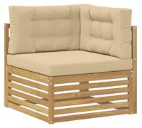 Canapé d'angle d'extérieur vidaXL en bois massif d'acacia, blanc