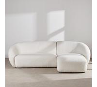 Canapé d'angle droit 4/5 places en bouclettes écrues 270x79x164cm Blanc
