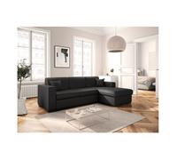 Canapé d'angle droit 4 places FUJI XL convertible avec coffre en simili - Gris foncé - L262 x 157 x 83cm - LOUNGITUDE