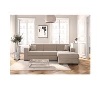Canapé d'angle droit 4 places FUJI XL convertible avec coffre en tissu - Beige - L262 x 157 x 83cm - LOUNGITUDE