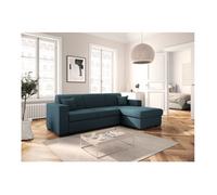 Canapé d'angle droit 4 places FUJI XL convertible avec coffre en tissu - Bleu pétrole - L262 x 157 x 83cm - LOUNGITUDE
