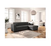 Canapé d'angle droit 4 places FUJI XL convertible avec coffre en tissu - Gris foncé - L262 x 157 x 83cm - LOUNGITUDE