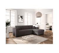 Canapé d'angle droit 4 places FUJI XL convertible avec coffre en velours côtelé - Gris foncé - L262 x P157 x H83cm - LOUNGITUDE