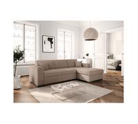 Canapé d'angle droit 4 places FUJI XL convertible avec coffre en velours côtelé - Taupe - L262 x P157 x H83cm - LOUNGITUDE