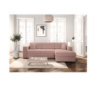 Canapé d'angle droit 4 places FUJI XL convertible avec coffre en velours côtelé - Vieux rose - L262 x P157 x H83cm - LOUNGITUDE