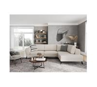 Canapé d'angle droit 4 places INDIA convertible 2 coffres en tissu - Beige - L304 x 212 x 86cm - LOUNGITUDE
