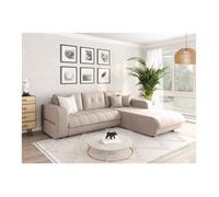 Canapé d'angle Droit 4 places SUZIE convertible en Tissu - Beige - L246 x 188 x 80cm - LOUNGITUDE