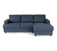 Canapé d'angle droit 4 places - Tissu bleu - Contemporain - L 215 x P 140 H 86 cm - PAUL