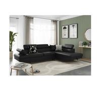 Canapé d'angle droit 5 places RIO convertible avec coffre en simili - Noir - L271 x P192 x H70cm - LOUNGITUDE