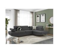 Canapé d'angle droit 5 places RIO convertible avec coffre en tissu - Gris foncé - L271 x P192 x H70cm - LOUNGITUDE