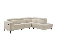 Canapé d'angle droit avec 2 places relax électrique tissu beige - BAMAKO