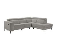 Canapé d'angle droit avec 2 places relax électrique tissu gris - BAMAKO