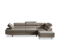 Canapé d'angle droit avec têtières relevables Palerme velours côtelé taupe