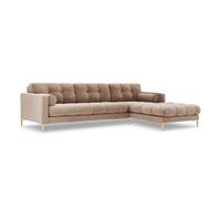 Canapé d'angle droit "Bali" 5 places en velours beige