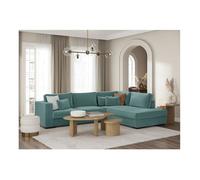 Canapé d'angle droit BELAMI XXL 6 places en velours côtelé - Bleu clair - L303 x P228 x H86cm - LOUNGITUDE
