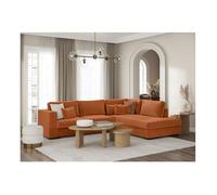 Canapé d'angle droit BELAMI XXL 6 places en velours côtelé - Terracotta - L303 x P228 x H86cm - LOUNGITUDE