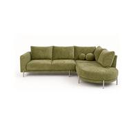 Canapé d'angle droit Best Mobilier Gabin 5 places en velours texturé Vert Kaki L230 x P189 x H84 cm
