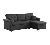CONCEPT USINE | Canapé d'angle Convertible et Réversible en Tissu | 4 Places | Toronto Gris Foncé | Large Méridienne | Canapé Confortable et Modulable | Dimensions : 214 x 140 x 87 cm