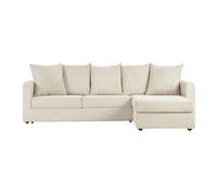 Canapé d'angle droit convertible 4 places en tissu velours côtelé beige avec matelas 13 cm BACIO