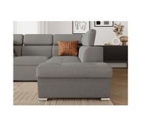Canapé d'angle droit convertible 4 places PAOLA avec coffre en tissu - Gris clair - L252 x P188 x H76cm - LOUNGITUDE