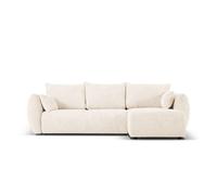 Canapé d'angle droit convertible avec coffre de rangement "Matera" 4 places en chenille beige clair