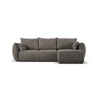 Canapé d'angle droit convertible avec coffre de rangement "Matera" 4 places en chenille gris