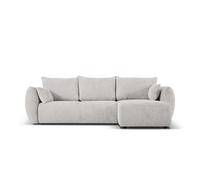 Canapé d'angle droit convertible avec coffre de rangement "Matera" 4 places en chenille gris clair