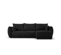 Canapé d'angle droit convertible avec coffre de rangement "Matera" 4 places en chenille noir