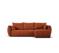 Canapé d'angle droit convertible avec coffre de rangement "Matera" 4 places en chenille terracotta