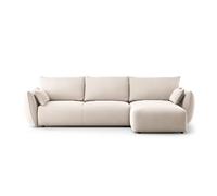 Canapé d'angle droit convertible avec coffre de rangement "Matera" 4 places en velours beige