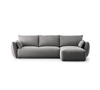 Canapé d'angle droit convertible avec coffre de rangement "Matera" 4 places en velours gris