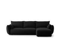 Canapé d'angle droit convertible avec coffre de rangement "Matera" 4 places en velours noir