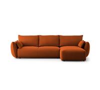Canapé d'angle droit convertible avec coffre de rangement "Matera" 4 places en velours terracotta