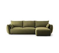 Canapé d'angle droit convertible avec coffre de rangement "Matera" 4 places en velours vert