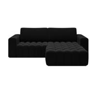 INTENSE DECO Canapé d'angle Droit Convertible Clovis Velours Noir