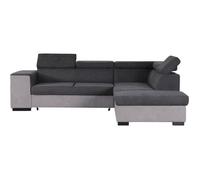 Canapé d'angle droit convertible + coffre 5 places - Tissu gris - L 271 x P 220 x H 77 cm - ARMSTRONG - Fabriqué en Ukraine