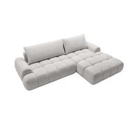 Vente-unique - Canapé d'angle Droit Convertible en Tissu Chenille Gris Clair FARNETA