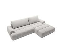 Vente-unique - Canapé d'angle Droit Convertible en Tissu Chenille Gris Clair FARNETA
