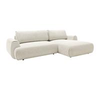 Canapé d'angle droit convertible en tissu chiné beige MONELIA