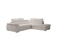 Vente-unique - Canapé d'angle Droit Convertible en Velours côtelé Beige Fabien