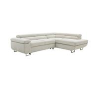 Canapé d'angle droit convertible en velours côtelé beige NURAZIO